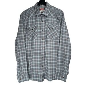 Wrangler Men's Button Shirt Sz L Blue Plaid  Long Sleeve Western‎ Cowboy Classic